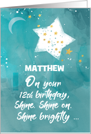 Custom Name Age Matthew Tween or Teen Birthday Night Sky Bright Star card