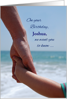 Custom Name Joshua Child Birthday Holding Hands on Beach card