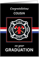 Custom Relation Cousin Fire Department Academy Graduation Black Red card