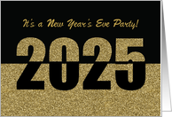 Invitation New Years Eve Party 2024 Gold Glitter-Look and Black card