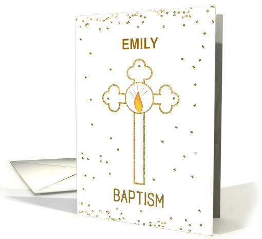 Baptism Custom Name Emily Gold Cross card (1566110)