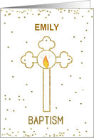 Baptism Custom Name Emily Gold Cross card