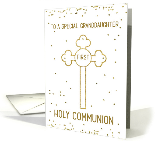 Granddaughter First Holy Communion Gold Look Cross card (1566114)