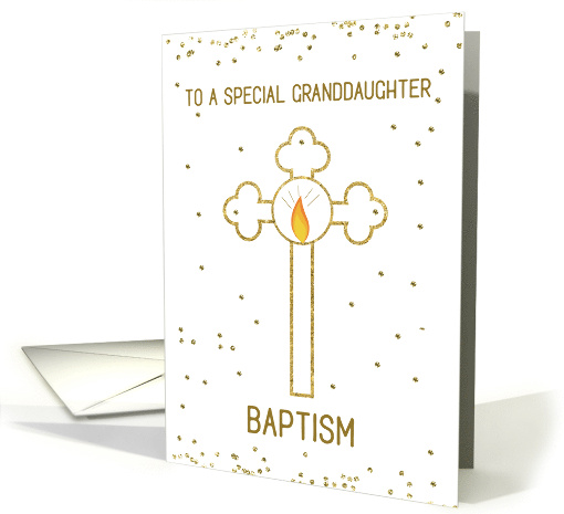 Granddaughter Baptism Gold Cross card (1566392)
