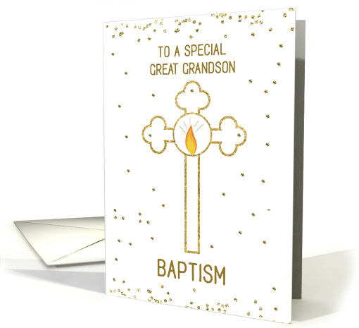 Great Grandson Baptism Gold Cross card (1566398)