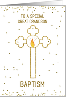 Great Grandson Baptism Gold Cross card