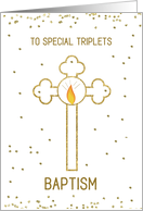 Triplets Baptism Gold Cross card