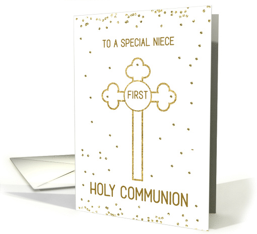 Niece First Holy Communion Gold Look Cross card (1566428)
