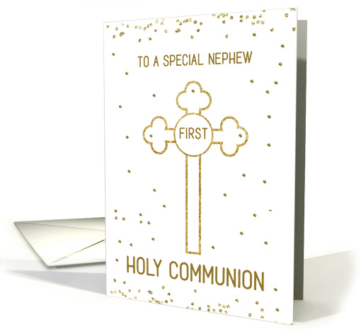 Nephew First Holy Communion Gold Look Cross card (1566430)