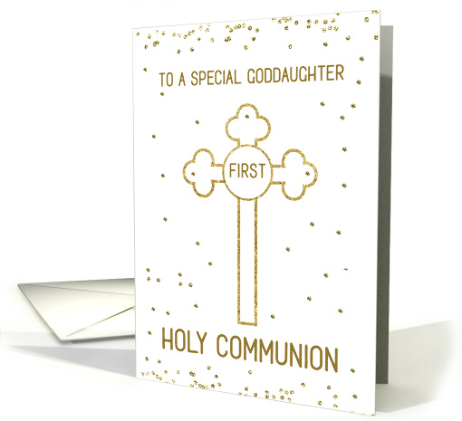 Goddaughter First Holy Communion Gold Look Cross card (1566502)