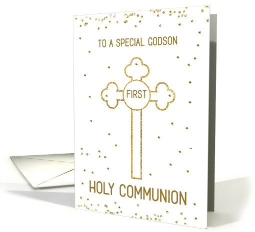 Godson First Holy Communion Gold Look Cross card (1566504)