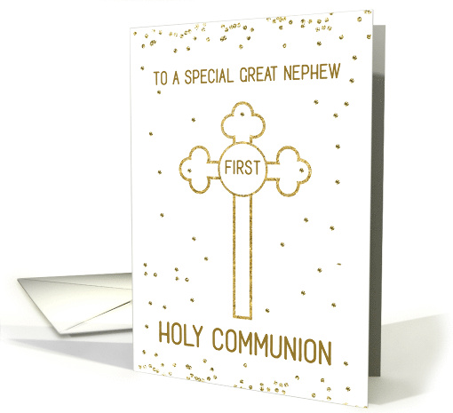 Great Nephew First Holy Communion Gold Look Cross card (1566520)