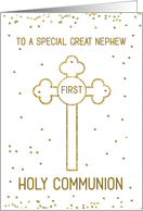 Great Nephew First Holy Communion Gold Look Cross card