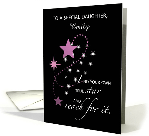 Daughter Customizable Name Pink Graduation Star card (1567488)