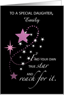 Daughter Customizable Name Pink Graduation Star card