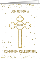 Invitation First Holy Communion Gold Look Cross card
