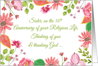 Nun Religious Jubilee 50th Anniversary Watercolor Flowers card