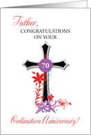 Priest 70th Ordination Anniversary Black Cross with Red Swirls card