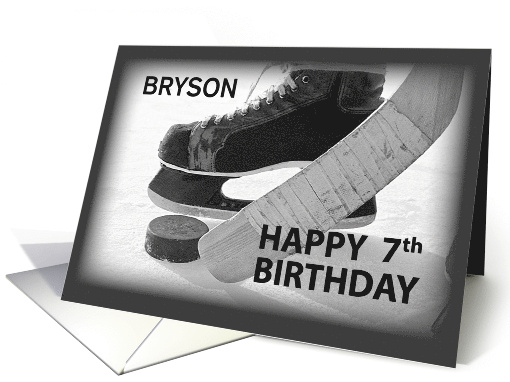 CUSTOM GCU 7th Birthday Custom Name Hockey Skates Birthday card