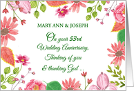 Custom Name and Year Religious 53rd Wedding Anniversary Flowers card