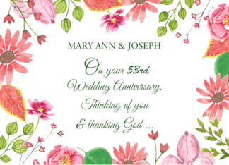 Custom Name and Year Religious 53rd Wedding Anniversary Flowers