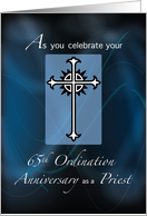 65th Ordination Anniversary of Priest Cross on Navy Blue card