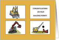 Building Permit Congratulations With Work Trucks card