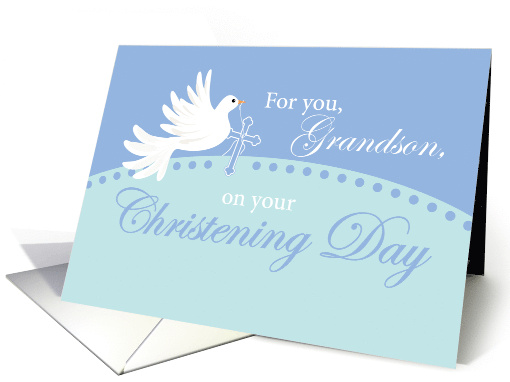 Grandson Christening Dove on Blue card (1572762)