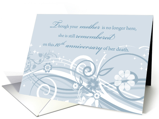 Tenth Anniversary of Loss of Mom 10th Blue Swirls in Remembrance card