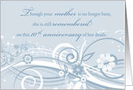 Tenth Anniversary of Loss of Mom 10th Blue Swirls in Remembrance card