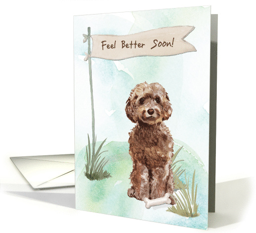 Handmade blank multi-use card for Birthday Cockapoo Dog Watercolour Art Card Brown 5x7 Get Well for cockerpoo lover Sorry Thank you