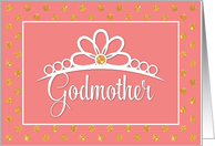 Godmother Birthday with Crown and Gold Look Dots on Peach card