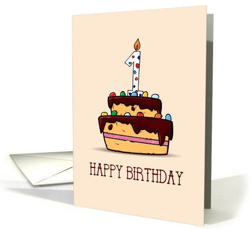1st Birthday Chocolate Cake with Number Candle card (1576286)