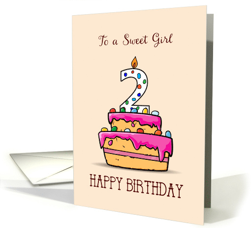 Girl 2nd Birthday 2 on Sweet Pink Cake card (1577980)