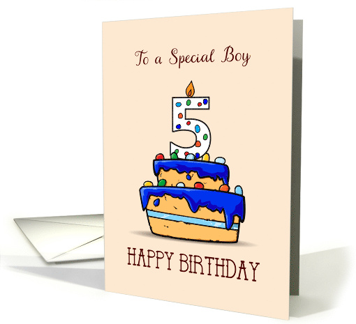 Boy 5th Birthday 5 on Sweet Blue Cake card (1578090)