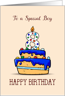 Boy 8th Birthday 8 on Sweet Blue Cake card
