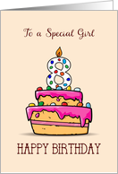 Girl 8th Birthday 8 on Sweet Pink Cake card