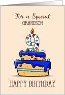 Grandson 9th Birthday 9 on Sweet Blue Cake card