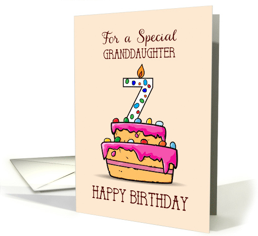 Granddaughter 7th Birthday 7 on Sweet Pink Cake card (1578238)