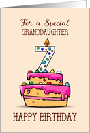 Granddaughter 7th Birthday 7 on Sweet Pink Cake card