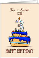 Son 3rd Birthday 3 on Sweet Blue Cake card