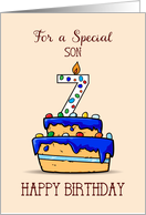 Son 7th Birthday 7 on Sweet Blue Cake card