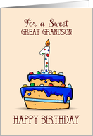 Great Grandson 1st Birthday 1 on Sweet Blue Cake card