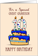 Great Grandson 10th Birthday 10 on Sweet Blue Cake card