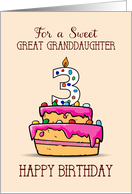 Great Granddaughter 3rd Birthday 3 on Sweet Pink Cake card