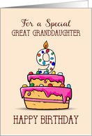 Great Granddaughter 9th Birthday 9 on Sweet Pink Cake card