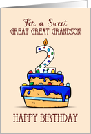 Great Great Grandson 2nd Birthday 2 on Sweet Blue Cake card