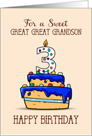 Great Great Grandson 3rd Birthday 3 on Sweet Blue Cake card
