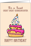 Great Great Granddaughter 4th Birthday 4 on Sweet Pink Cake card