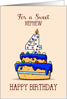 Nephew 4th Birthday 4 on Sweet Blue Cake card